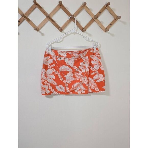 Tommy Bahama Relax Orange Tropical Print Wrap Skirt - Size M - Picture 1 of 7